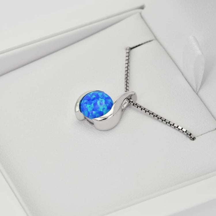 Silbernes Schmuckset mit blauen Opalen Bel 28205