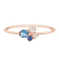 Goldener Cluster-Ring mit Topas, Saphir und Moissanit Avah