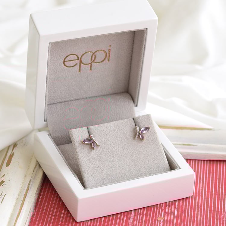 Zarte Ohrringe mit Amethysten und Diamanten Patrik 87430