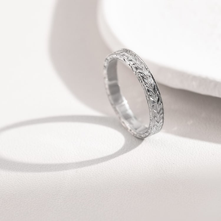 Romantische Vintage-Eheringe aus Gold mit Gravur Hannu 157174