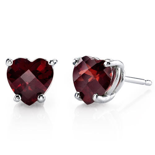 Granat-Herzen in goldenen Ohrringen Kaciah 7976