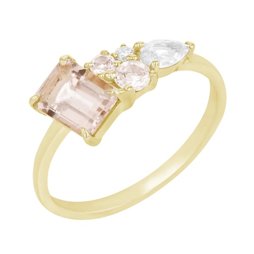 Cluster Ring mit Morganiten, Diamant und Saphir Ivonne