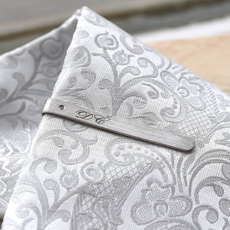 Silberne Krawattennadel mit Diamant und Gravur Ihrer Wahl Draco 78471