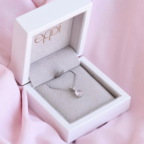 Goldener Anhänger mit Rosenquarz und Diamant Timotei