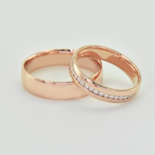 Goldene Eheringe mit Memoryring mit Lab Grown Diamanten Tiall