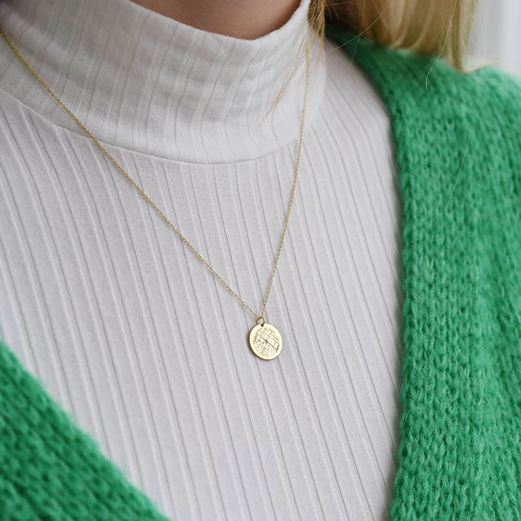 Goldener Anhänger mit Landkarte Ihrer Wahl Abhay 90472