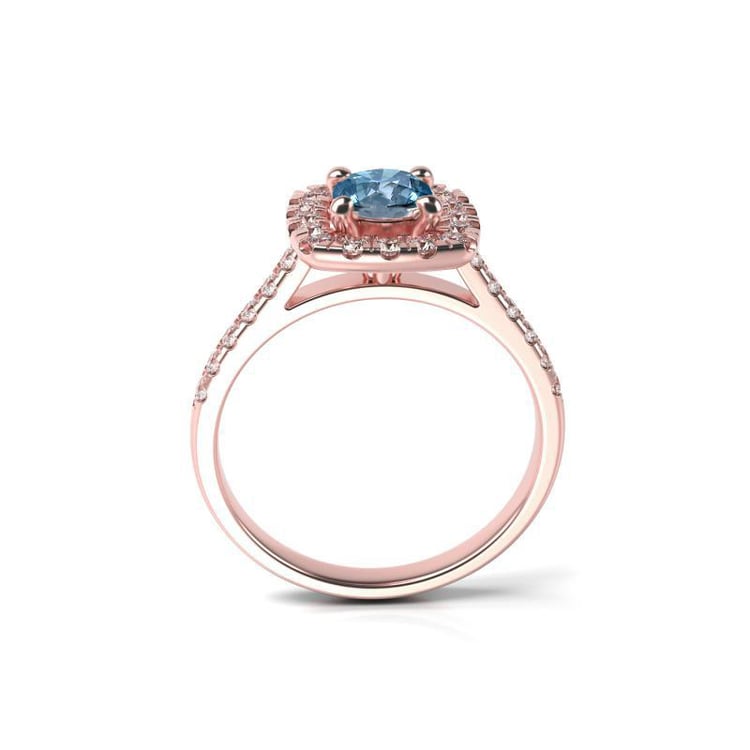Goldener Verlobungsring mit blauem Diamanten 22340