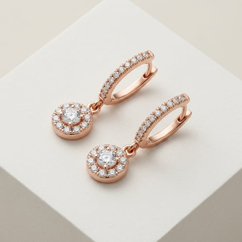 Goldene runde Ohrringe mit 0.09ct Lab Grown Diamant Namita