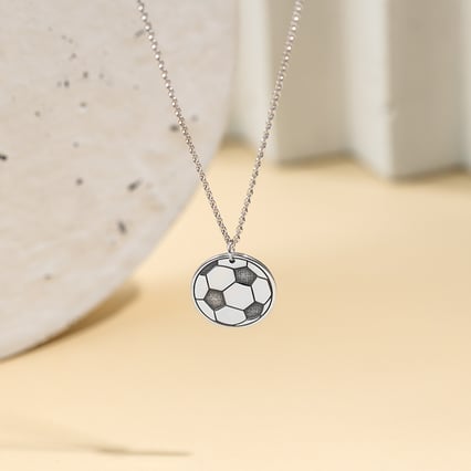 Silberner Anhänger Fußball mit Gravur Ihrer Wahl Football