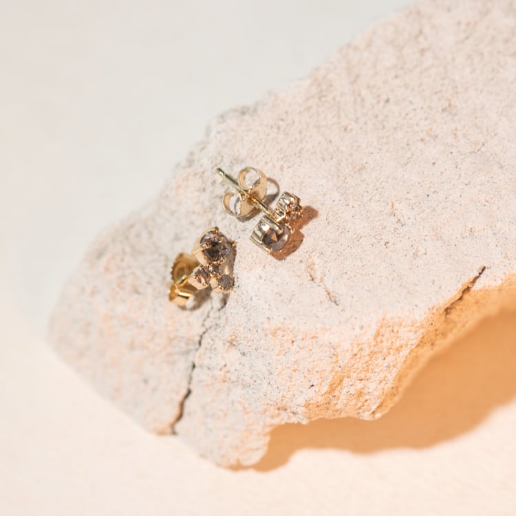 Silberne Cluster-Ohrringe mit Salt and Pepper Diamanten Kerrie 116140