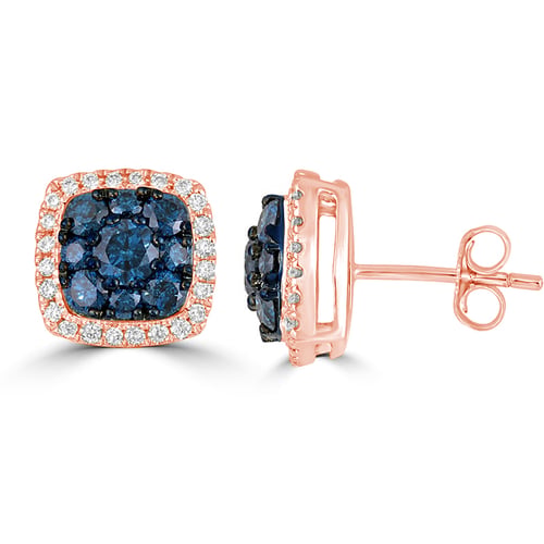 Ohrstecker mit blauen und weißen Diamanten Anya