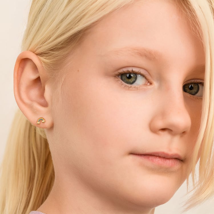 Goldene Kinder-Ohrringe in Regenbogenform Marigold 164373