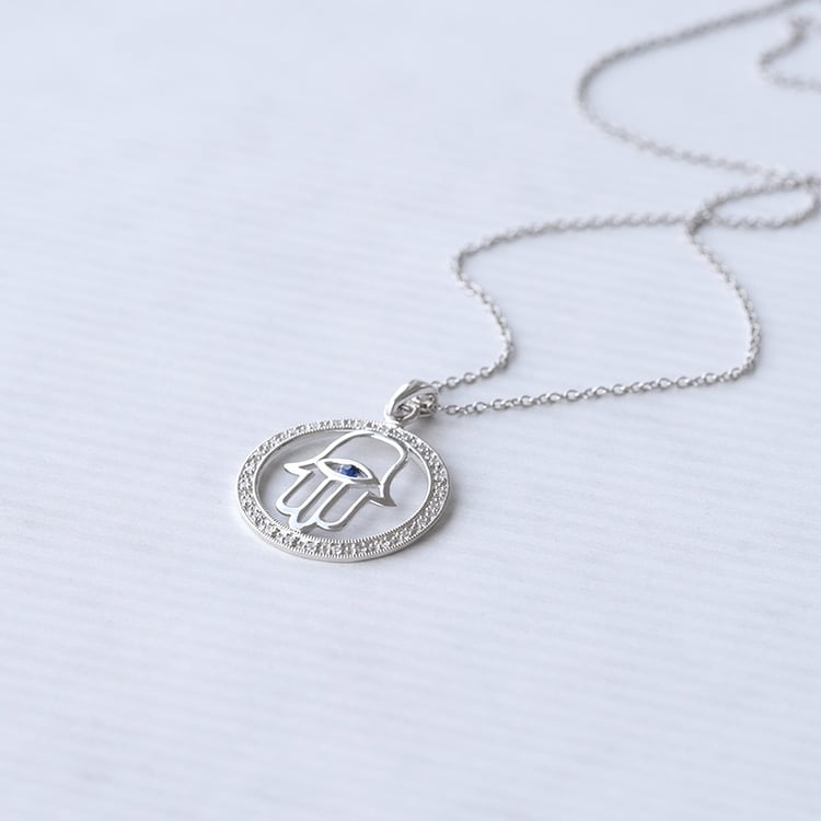Anhänger in Form einer Hand mit Saphir Hamsa 68981