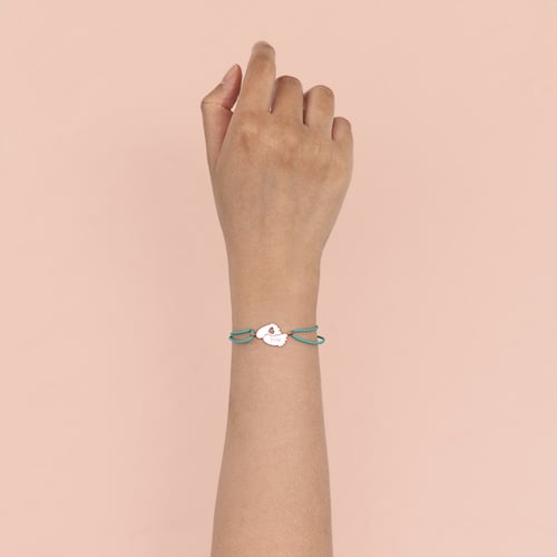 String-Armband mit Babyfüßchen und Gravur Amy
