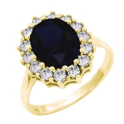Eleganter Halo Verlobungsring mit Saphir und Diamanten Chrys