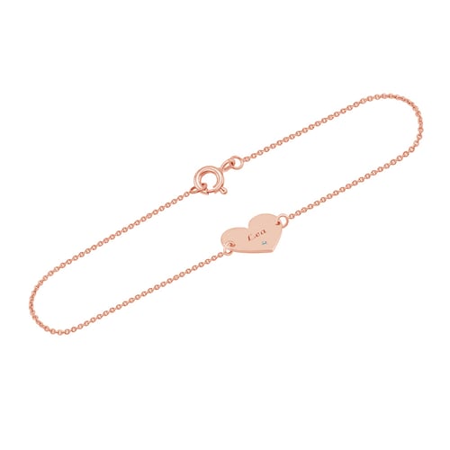 Goldarmband in Herzform mit Diamant und Gravur Nikole
