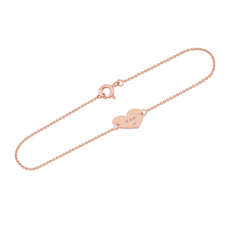 Goldarmband in Herzform mit Diamant und Gravur Nikole 71843