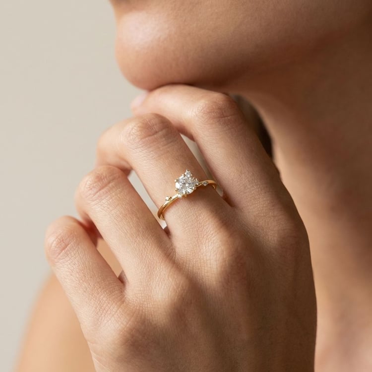 Cluster Scheidungsring mit Lab Grown Diamanten Rosa 165101