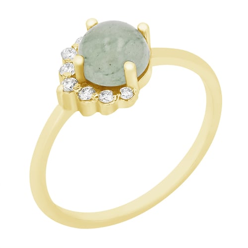 Goldener Ring mit Avanturin und Diamanten Ammiel
