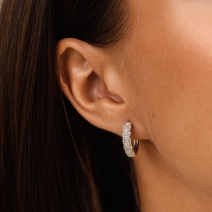 Silberne Creolen mit Diamanten Laura