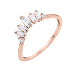 Ring in V-Form mit Baguette Diamanten Domenic