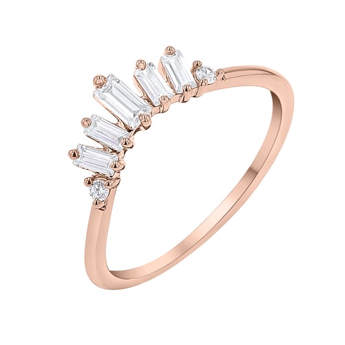 Ring in V-Form mit Baguette Diamanten Domenic