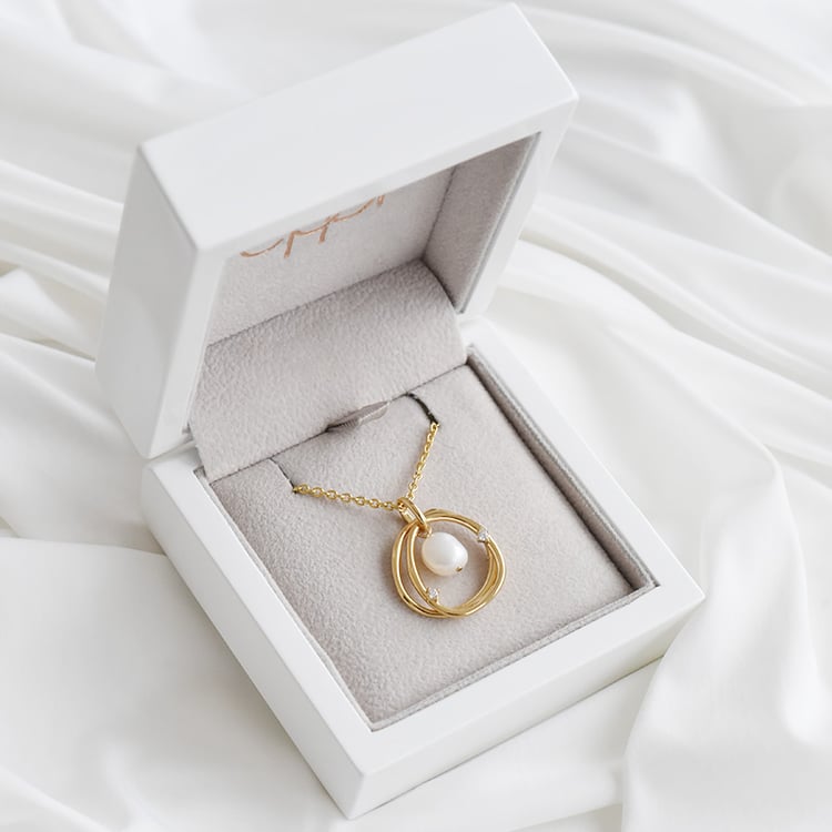 Vergoldeter Anhänger mit Perle und Zirkonia Kine 90752