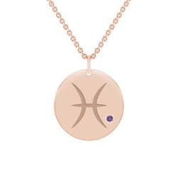 Goldanhänger mit Amethyst und Sternzeichen Fische