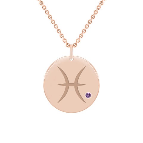 Goldanhänger mit Amethyst und Sternzeichen Fische