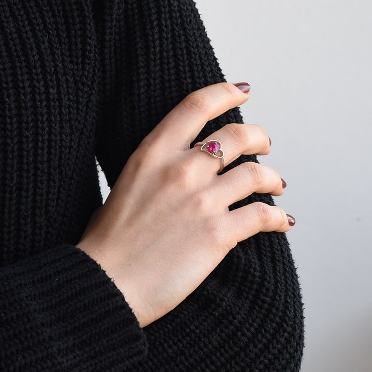 Romantischer Silberring mit Rubin Misal 78423