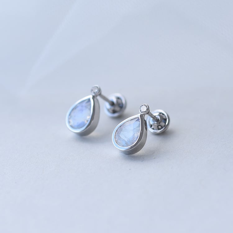 Goldohrringe mit Mondsteinen und Diamanten Vendie 65608