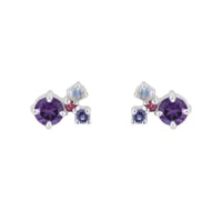 Silberne Cluster Ohrringe mit Amethysten und Edelsteinen Kerrie