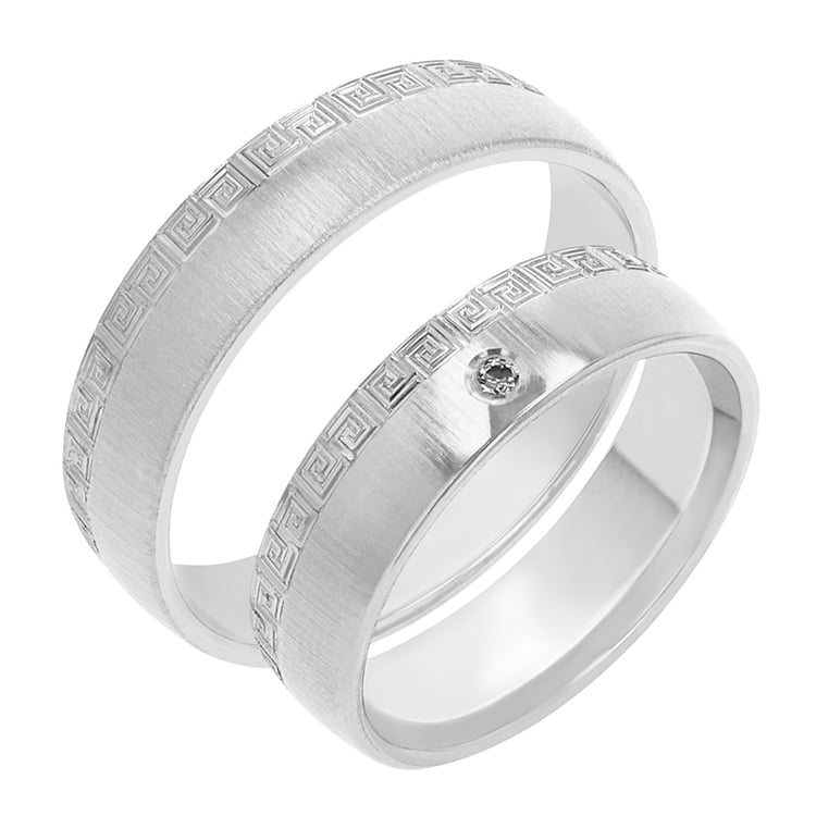 Eheringe aus mehrfarbigem Gold mit einem Diamanten Jannike 77882