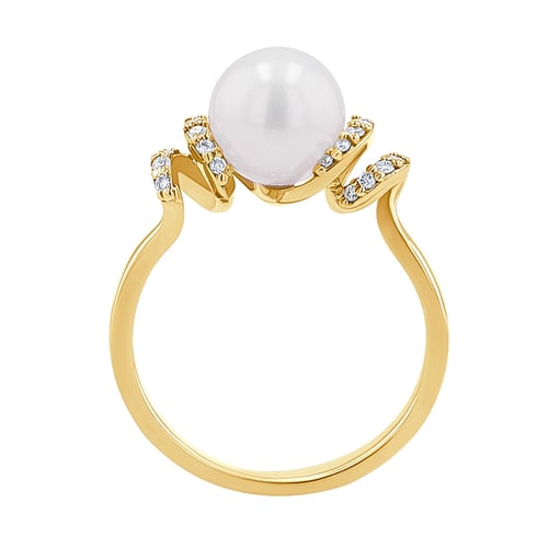 Goldring mit Perle und Diamanten Geeta