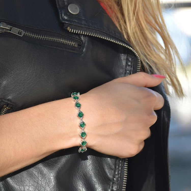 Zauberhaftes Smaragd Armband aus Silber Dialy 12092