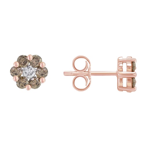 Ohrstecker in Blumenform mit brauen Diamanten Oakley