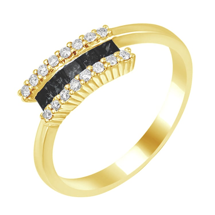 Ring aus Gelbgold mit schwarzen Diamanten 78863