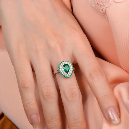 Set aus Smaragdschmuck mit Diamanten Teal
