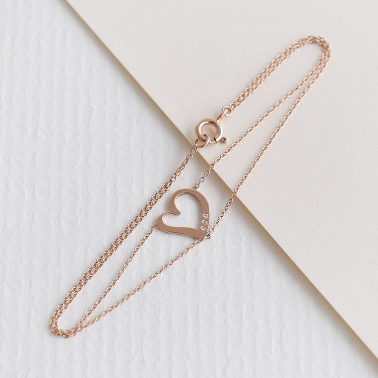 Doppeltes Armband mit Herz und Diamanten Nikki 98443