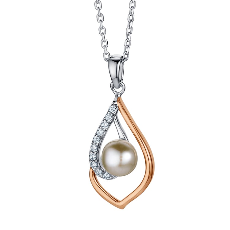 Silberner Anhänger mit Perle und Zirkonia Corinne