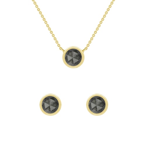 Goldenes Schmuckset mit Salt and Pepper Diamanten Amande