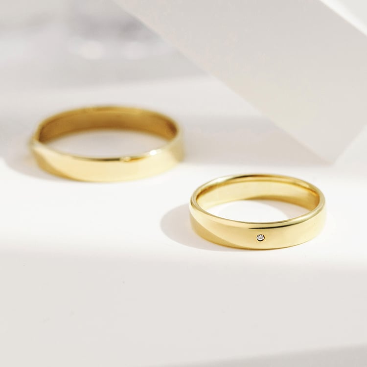 Schlichte Trauringe mit Diamant-Damenring Stanista 156805