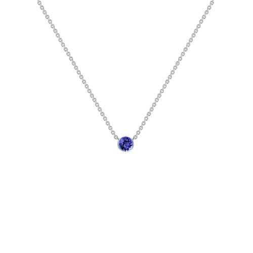 Silberne minimalistische Kette mit einem Tansanit Glosie