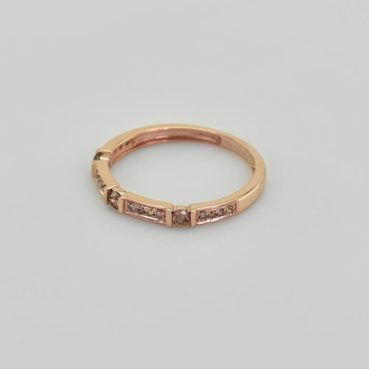 Rosegold Ehering mit Champagner Diamanten 39695