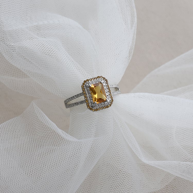 Citrin-Ring mit Diamanten 63040