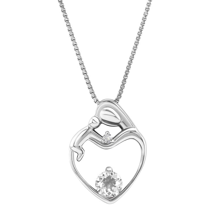 Silberner Anhänger Mutter und Kind mit weißem Topas Ella 35992