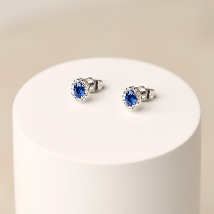 Feine Ohrringe aus Gold mit Saphiren und Lab Grown Diamanten Shrivatsa 165479