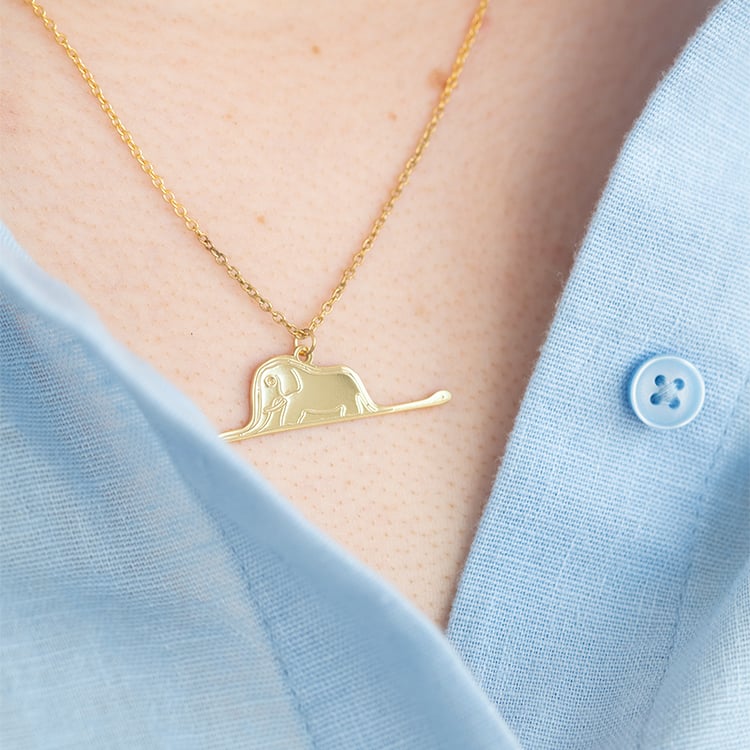 Silberner Anhänger Der Kleine Prinz mit einem Elefanten und einer Gravur 125164