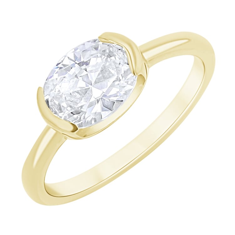 Goldring mit ovalem Halblünette Lab Grown Diamanten Hortensia