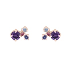 Lila Cluster Ohrringe mit Amethysten und Edelsteinen Kerrie